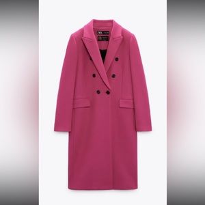 Zara double breasted fuchsia coat